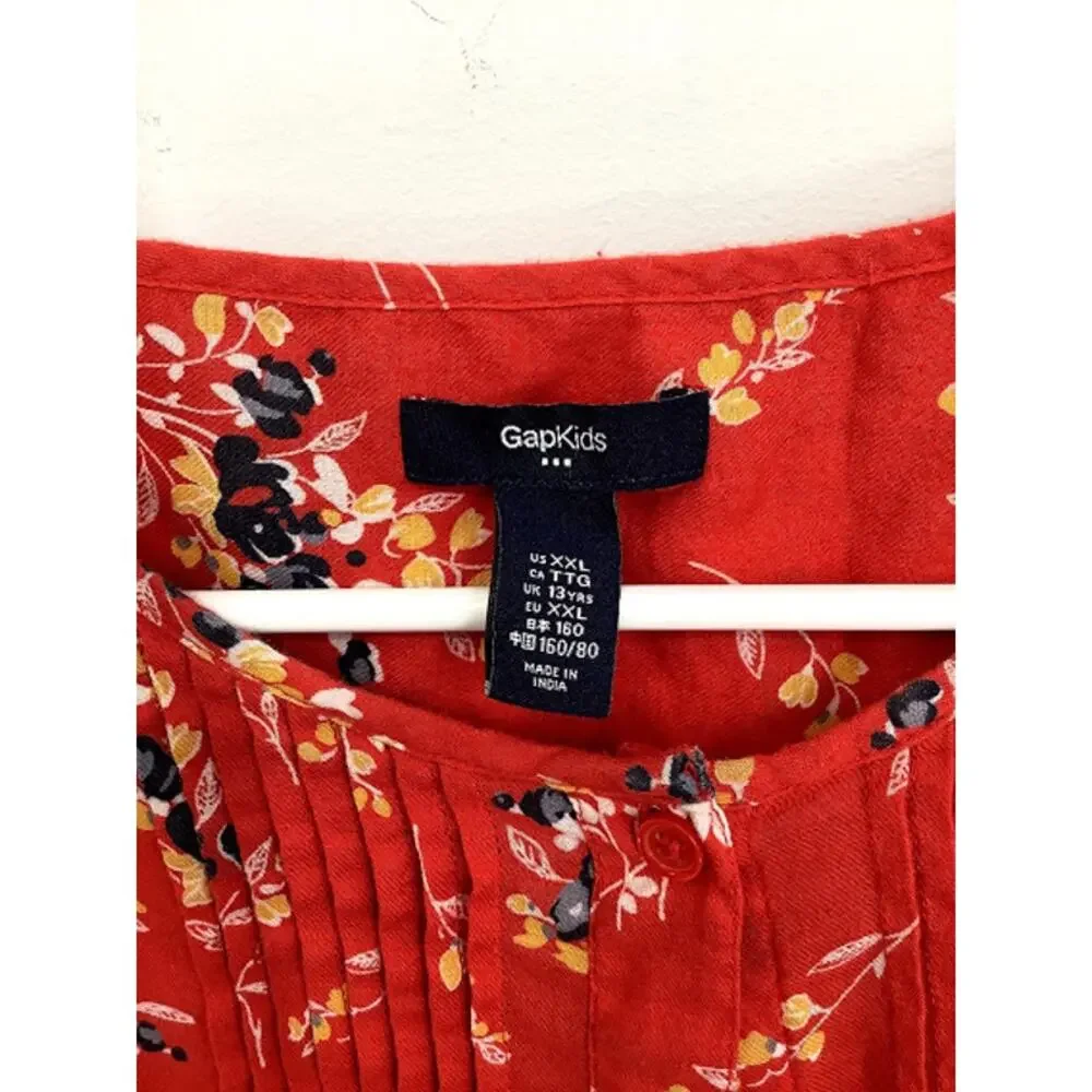 Gap Kid’s Girl’s Pleated Floral Long Sleeve Blouse Youth Size XXL